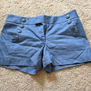 LOFT Navy Button-Front Sailor Shorts